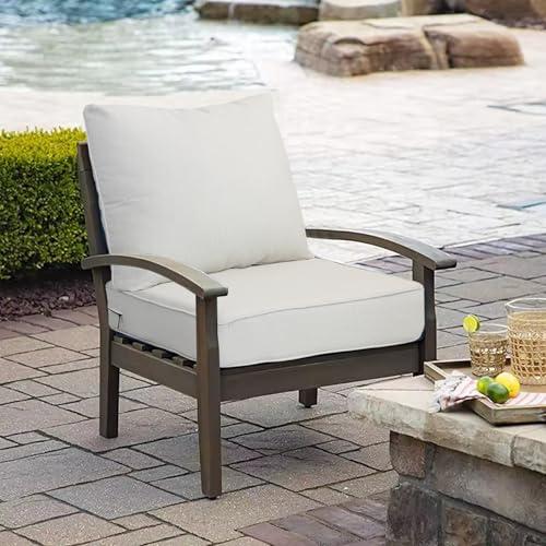 22x24 inch Outdoor/Indoor Deep Seat Patio Cushions Set of 2 Deep Seat Bottom Resilient Foam Filling Water Repellent Stain-Resistant UV Resistant Weather Resistant Almond