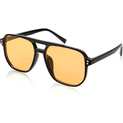 GREEN FEISEDY Retro Square Aviator Sunglasses Women Men 70s Vintage Trendy Plastic Frame Sun Glasses B2835