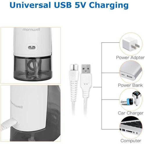 Mornwell Water Flosser Cordless, Water Flossers for Teeth - 300ML Tank and 4 Jet Tips, 3 Modes Portable Dental Oral Irrigator, Braces Care, Rechargeable Waterproof Portable Water Flosser (White)