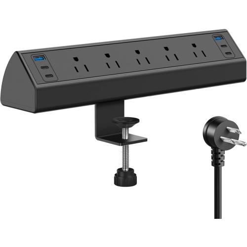 Jgstkcity Desk Clamp Power Strip USB C,40W Total Fast Charging Station,4 PD 20W USB C Ports,Desk Edge Mount Surge Protector,5 Outlets,Fit 1.96 Tabletop Edge,ETL Listed