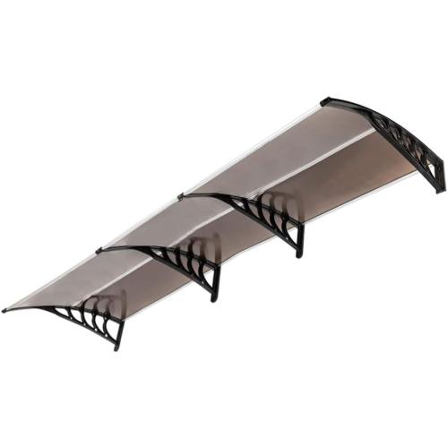 116 inch / 78 inch / 39 inch Window Awning Outdoor Polycarbonate Hollow Sheet Door Patio Canopy (Dark Brown Canopy + Black Bracket, 40'x 120')
