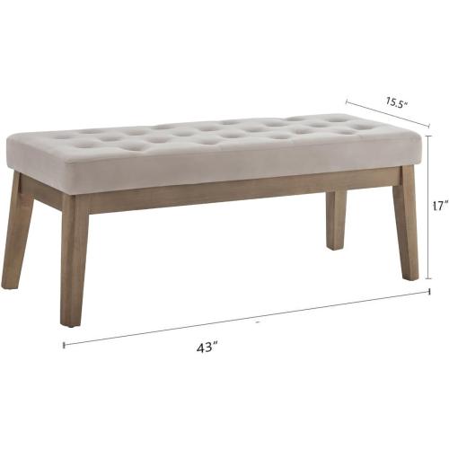 Velvet Upholstered Buttons Tufted Entryway Bench with Solid Wood Leg,Bed Bench Ottoman with Padded Seat,5034-Taupe