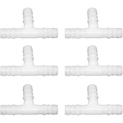 Plastic 1/2 ID Hose Barb Fittings, Equal Barbed Tee Pipe Connectors 3 Way Joint Splicer Mender Union Adapter for Boat Aquarium, Pack of 6