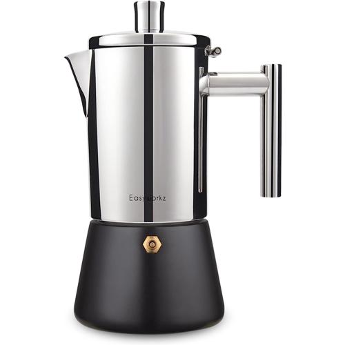 Easyworkz Diego Stovetop Espresso Maker Stainless Steel Italian Coffee Machine Maker 12Cup 17.5 oz Induction Moka Pot