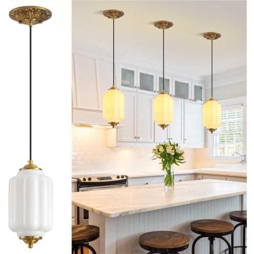 Milk Glass Light Fixture 5.5in Small Pendant Light Bulb Included