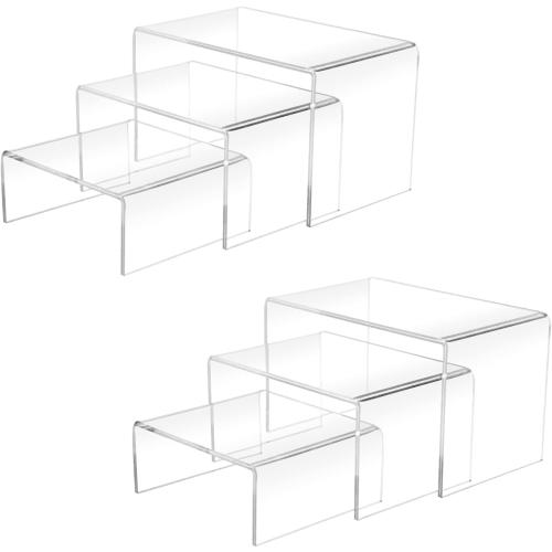 2 Sets Acrylic Display Risers(3,4,5) Clear Product Stand,Cupcakes Holder Dessert Transparent Showcase Stands, Candy Bar Risers, Lifts for Figures