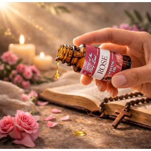 Biblical Rose of Sharon Anointing Oil from Jerusalem 2 Bottles x 10 ml | Devotional Holy Oil for Prayer and Blessing, Religious Gift Box