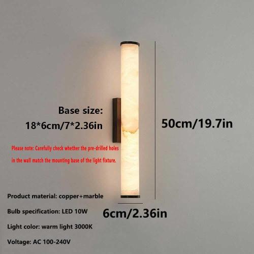 Spanish Natural Marble Wall Sconces Strip Alabaster Wall Lighting All Copper Indoor Nordic Sconce Wall Lamps for Bedroom Staircase Living Room Corridor