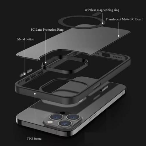 Compatible with iPhone 14 Pro Max Case, [Military Grade Drop Tested] [Compatible with MagSafe] Shockproof Protective Translucent Matte Hard Back Slim Case Cover (Magnetic Case-Frosted Black)