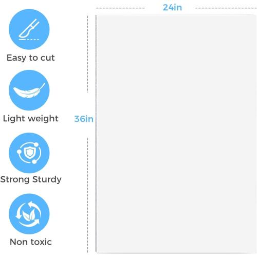 Foam Board 24 x 36 x 3/16 (5mm) - 12 Pack, White Poster Board, Double-Sided, Acid-Free Foam Core Board for Signs, Presentations, Schools, Offices, and Art Projects