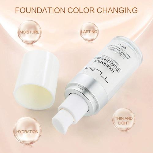 5PCS missing 2 items TLM Colour Changing Foundation Makeup Set Matte Liquid Full Coverage Oil Control Breathable Invisible Cover Concealer Foundation with Face Primer, Foundation Brush, Makeup Sponge