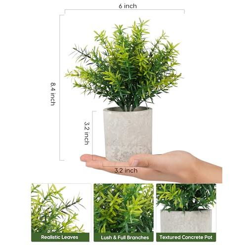 Velener Artificial Potted Rosemary Plants- Rustic Farmhouse Topiary Shrubs for Decoration Centerpieces Living Room, Shelf Bedroom Aesthetic Green Bathroom Accessories Boho Small Desk Plant Office