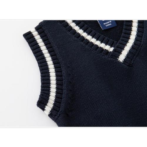 120/62 Baby Toddler Boys Girls Cotton V-Neck Sweater Vest Sleeveless Warm Uniform Pullover Cable Knit Waistcoat School Tops