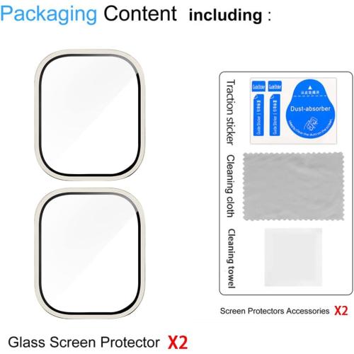 Suoman 2-Pack for Apple Watch Ultra 3/2/1 49mm Case, Waterproof Ultra-Thin Full Coverage Metal Tempered Glass Screen Protector Cover Case -Original