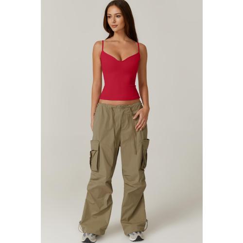 SIZE LARGE COLPR RED ACTIVE USA Womens Basic Top