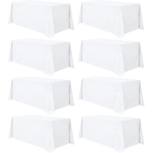 Pack of White Table Cloths Rectangular Tablecloths for 6 Foot Rectangle Tables, Wrinkle Resistant White Tablecloth Washable Polyester Fabric Table Covers for Party Wedding Banquet