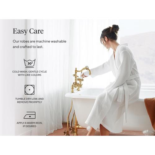 Coyuchi Unisex Organic Waffle Robe, Long Bathrobe, Cotton, Fog, (XS-S)