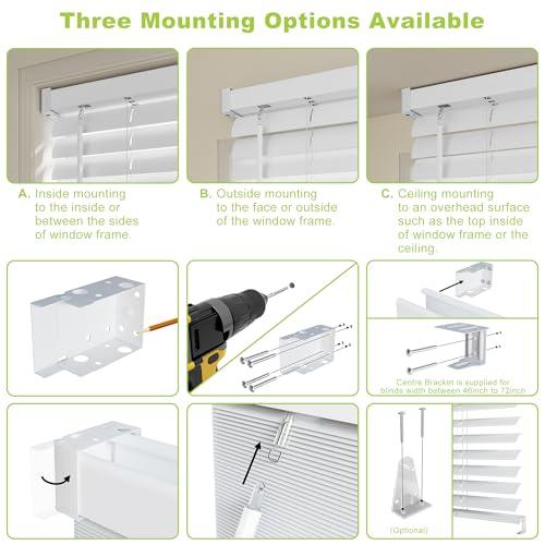 SZXIMU 2 Cordless Room Darkening Window Blinds, 36 W x 64 H White