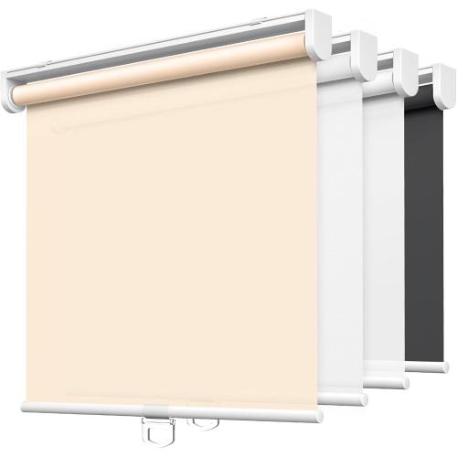 LazBlinds No Tools No Drill Cordless Roller Shades, Light Filtering Roller Blinds for Windows, Thermal Insulated UV Protection Roll Up Window Blinds and Shases, 29'' W x 72'' H, Beige