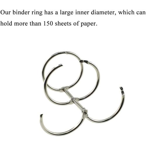 HAHIYO 4Pcs Silver 30mm/1.2inch Inner Diameter Metal 3 Rings Loose Leaf Binders Book Rings Snap Split Hinged Stainless Steel Binder Rings for DIY Travel Diary Notebook Photo Album Binding Spines Comb