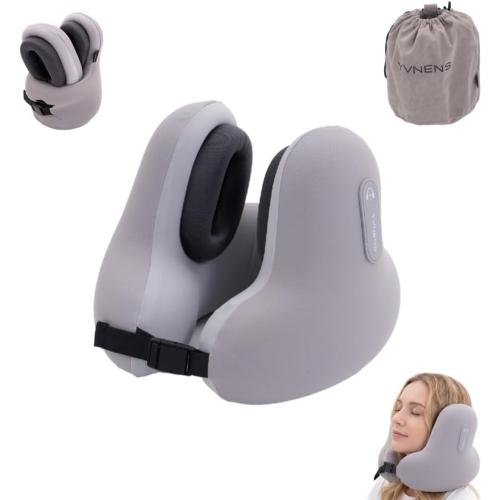 Neck Travel Pillows for Airplanes with Bluetooth, Premium Memory Foam Neck Pillow, Noise Reducing Travel Pillow for Long Flight, Office, Cars, Home, Sleeping and Rest, Gray