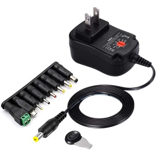 Belker 12W 3V 4.5V 5V 6V 7.5V 9V 12V Adjustable Voltage Universal AC/DC Adapter Power Supply for Household Electronics,Micro USB - 1A Max. [BN]