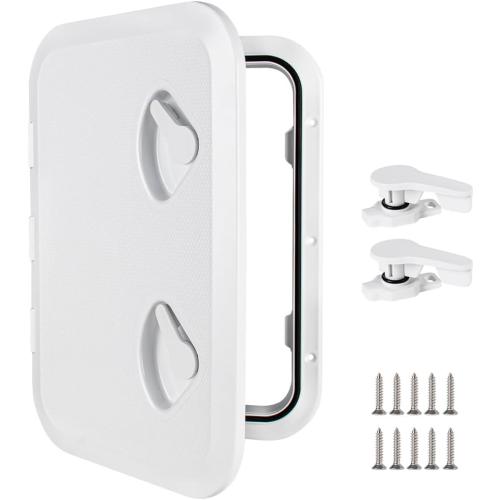 Marine Deck Access Hatch 12.4×17.3 White/Black Rectangle Boat Hatch & Lid,Boat Deck Hatch Lids (White)