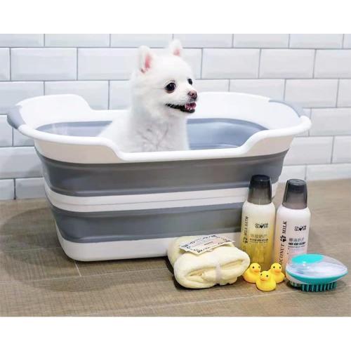 Goderewild 7.1 Gal/27L Multipurpose Collapsible Pet Bathtub Upgraded with Drainage Hole and Pet Hair Collector for Bathing/Shower, Portable Laundry Basket-Foldable Bathing Tub-Storage Organizer.