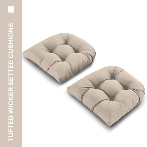 Outdoor Chair Cushions Set of 2, Seat Pads for Patio Wicker Chairs Garden Dining Chair, Indoor Outside Use, Fade-Resistant & Waterproof, Taupe