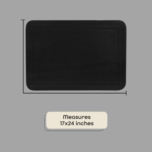 OEKO TEX Memory Foam Bathroom Rugs - 17 x 24 Inch (Elle Black) - Ultrasoft Non Slip Bath Mat for Bathroom Floor, Shower, Bedroom & Kitchen - Quick Dry Washable Dense Memory Foam Bath Mat Shower Rug