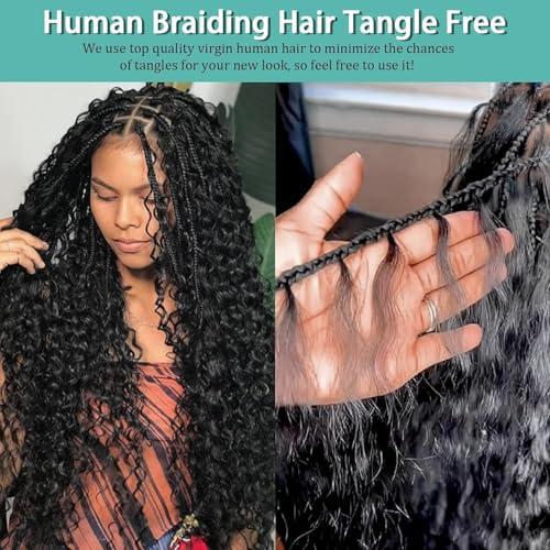 MOTFIN Human Braiding Hair for Boho Braids 3 pack  Curly Wave Bulk Bundles