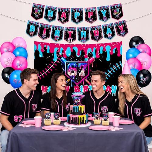 SmoothNovelty 31 Pcs 67 Baseball Ice Cream Drip Birthday Decorations