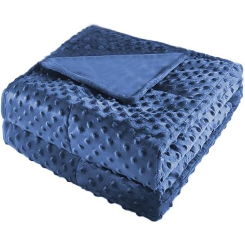 ALANSMA Reversible Weighted Blanket for All Season, Luxury Velvet, Warm and Cool, Adult 10Lb Blue Weighted Blanket, Enjoy Sleeping Anywhere(Blue,48x72 10lbs)
