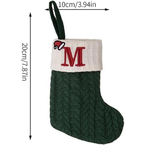 7 inch Mini Cute Knit Monogram Embroidered Christmas Stocking Personalized Initial Christmas Stocking Family Holiday Xmas Party Decor Christmas Decorations