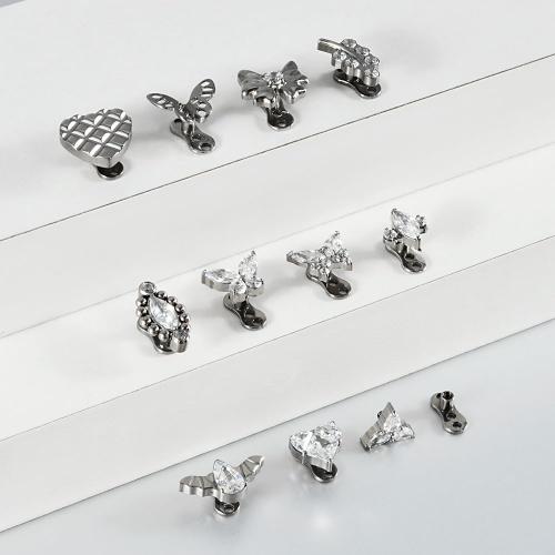 14g G23 Titanium Hypoallergenic Cubic Zirconia Butterfly Dermal Anchor Tops and Base Microdermals Jewelry for Body Piercing