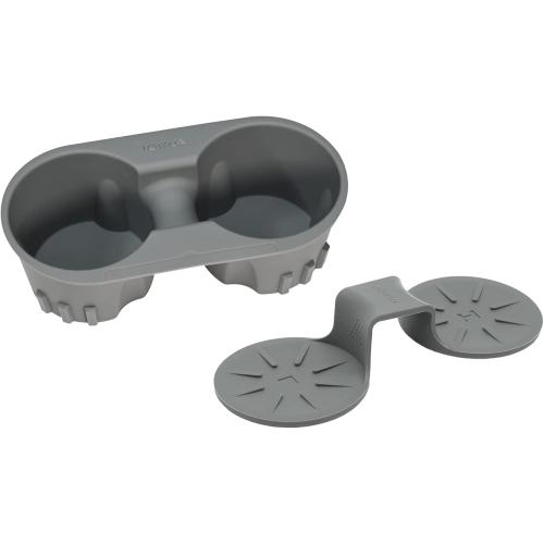 JOWUA Center Console Cup Holder for Tesla Model 3 / Model Y, Silicone, Washable (Grey, Center Console Cup Holder   Rear Seat Coaster)