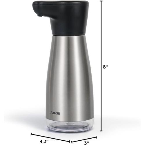 AIKE Magnetic Charging Waterproof Automatic Soap Dispenser for Liquid Soap Spot Resist Stainless Finish 14fl.oz. Model AK1337