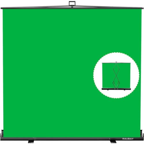 【Wider Style】 RAUBAY 78.7 x 82.7in Large Collapsible Green Screen Backdrop Portable Retractable Chroma Key Panel Photo Background with Stand for Video Conference, Photographic Studio, Streaming