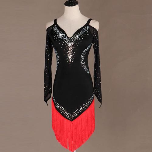 Latin Dance Dresses for Women Strapless Modern Salsa Competition Costume Rhinestone Tango Ballroom Performance Clothes