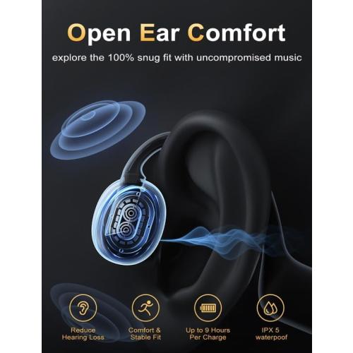 Bone Conduction Headphones Lightweight Open Ear Headphones Sport Headphone with Built-in Mic Extra Comfort IPX5 Waterproof Headset for Running,Cycling,Driving