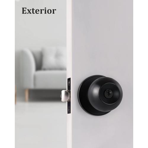 Lanwandeng Matte Black Door Knobs with Lock and Keys, Interior/Exterior Door Knob for Bedroom or Bathroom, Entry Door Lock