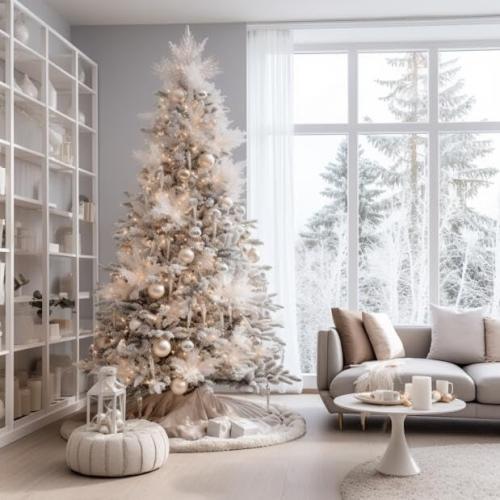 AOGU 48 Inch Faux Fur Christmas Tree Skirt White Plush Skirt for Merry Christmas Party Christmas Tree Decoration