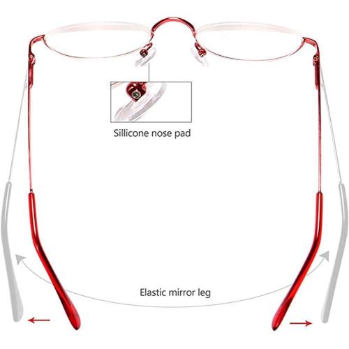 Viseng 2 Pack Vintage Alloy Half Moon Reading Glasses Women Men Slim Half Frame Lens Readers Glasses  1.0