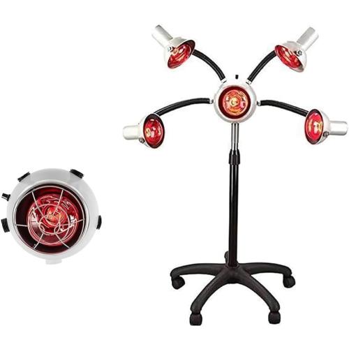 750W Infrared Heat Lamp Red Light,5 Head Portable Floor Hair Dryer Stand Up Color Processor Styling Perming Dryer Accelerator,Hairdresser Salon Barber Equipment