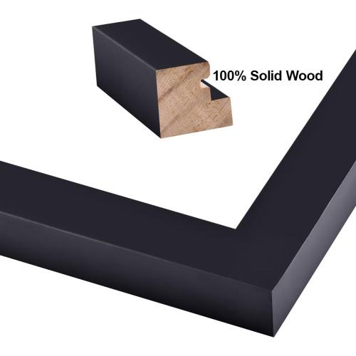 RPJC 11 x 14 Picture Frames Made of Solid Wood and High Definition Glass Display Pictures 8x10 with Mat or 11x14 Without Mat for Wall Mounting Photo Frame Black