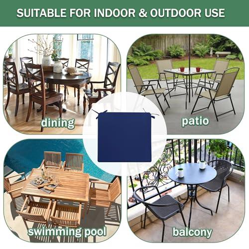 Navy Blue 4 pack 18.5x16 Outdoor Chair Cushions Set of 4: Waterproof & Fade Resistant Seat Cushion for Patio Furniture - 18.5 x 16 x 2 Inch Chair Pads with Ties and Hidden Zipper - Patio Chair Cushion Replacement, Navy
