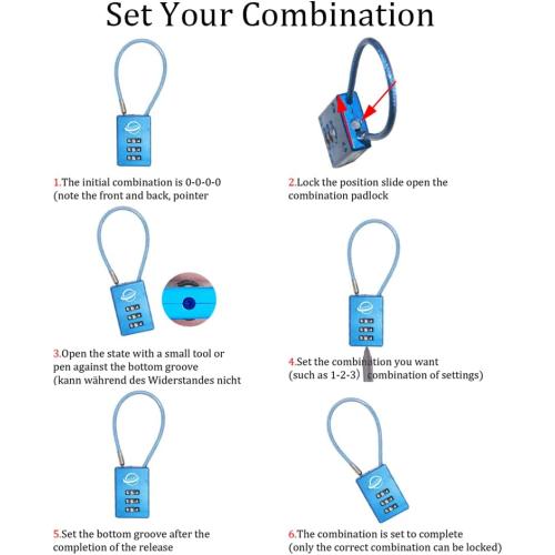 3 Digit Cable Combination Lock 5 inches Cable for School Gym Locker,Filing Cabinets,Helmet,Toolbox,Luggage Suitcase,knapsack,Blue 2Pack