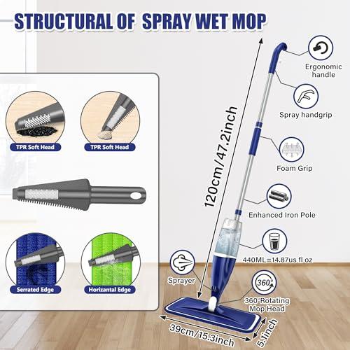 Microfiber Spray Mops for Floors Cleaning: Wet Dry Mop Hardwood Floor Mops