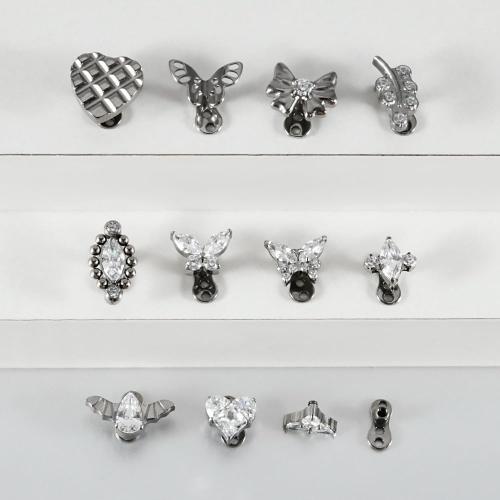 14g G23 Titanium Hypoallergenic Cubic Zirconia Butterfly Dermal Anchor Tops and Base Microdermals Jewelry for Body Piercing