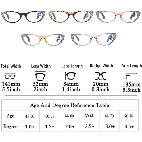 Color Black Rhinestone 2.75 Generic Fashion Cat Eye Reading Glasses for Women, Blue Light Blocking Computer Reader with Spring Hinges